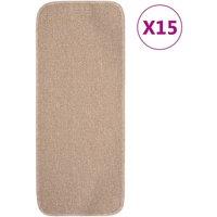 Berkfield Home Anti Slip Stair Mats 15 pcs 60x25 cm Beige Rectangular | Size: Medium
