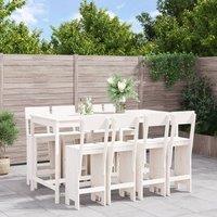 Berkfield Home 9 Piece Garden Bar Set White Solid Wood Pine
