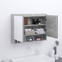 Berkfield Home Bathroom Mirror Cabinet 80x15x60 cm MDF Concrete Grey | Size: 80 x 15 x 60 cm