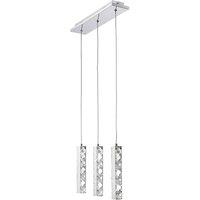 Netlighting Galaxy Linear Pendant 3 Drop LED 6000K 3 X 3W Polished Chrome Crystal in Grey