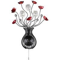 Netlighting (DH) Bonita Wall Lamp 3 Light G4 BlackRedCrystal NOT LEDCFL Compatible in Grey