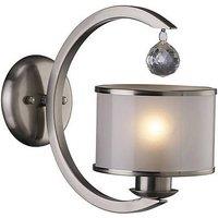 Netlighting Lincoln Wall Lamp E27 Satin NickelGlassCrystal in Grey