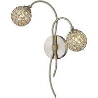 Netlighting Apollo Wall Lamp 2 Light G9 Satin NickelCrystal in Grey
