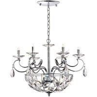 Netlighting Galilea Ceiling Pendant 6+3 Light G9 Polished Chrome Crystal in Grey