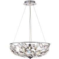 Netlighting Galilea Ceiling Pendant 6 Light G9 Polished Chrome Crystal in Grey