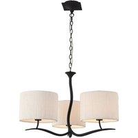 Netlighting Eve Ceiling Pendant 3 Light E27 Anthracite with White Round Shades in Black