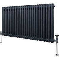 Monstershop Traditional 2 Column Radiator - 600 x 1192mm - Anthracite Grey