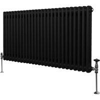 Monstershop Traditional 2 Column Radiator - 600 x 1192mm - Black