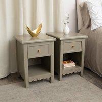 Melody Maison Set Of 2 One Drawer Scalloped Bedside Tables - Staunton Taupe Range