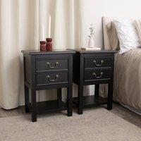 Melody Maison Set Of 2 Black 2 Drawer Bedside Tables With Shelf - Briggs Range
