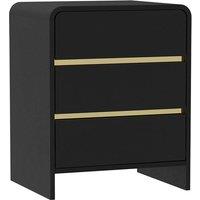 Melody Maison Pair Of Black 3 Drawer Bedside Tables - Meridian Black Range