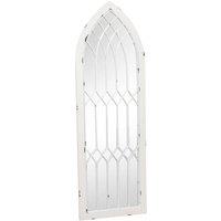 Melody Maison Arched White Distressed Chapel Fretwork Garden Mirror - 47cm X 142cm | Size: 47 cm X 142 cm