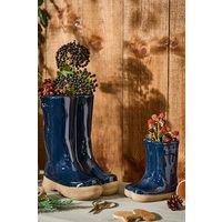 Dibor Little & Large Dark Blue Indoor Outdoor Garden Welly Boots Planter Set