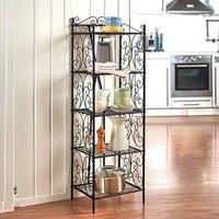 Eldo Freestanding Metal Kitchen Shelving Unit with 5 Shelves, Retro Scroll in Black