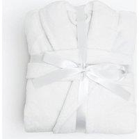 Allure Bath Fashions Luxury Dual Textured Velour Dressing Gown, Towelling Bathrobe in White | Size: Large/XL