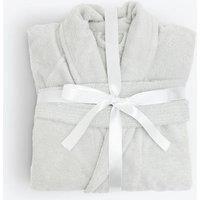 Allure Bath Fashions Luxury Dual Textured Velour Dressing Gown, Towelling Bathrobe in Silver | Size: Large/XL
