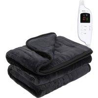MONHOUSE Heated Electric Throw 9H Timer 9 Heat Setting Fleece Blanket in Black | Size: Single