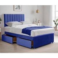 Bed Time UK Relaxing Plush Divan Bed with Mattress, 2 Drawers & 20 Headboard in Blue | Size: Single