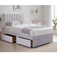 Bed Time UK Relaxing Plush Divan Bed with Mattress, 2 Drawers & 20 Headboard in Silver | Size: Single