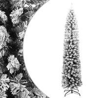 Berkfield Home Slim Artificial Christmas Tree with Flocked Snow Green 180 cm PVC