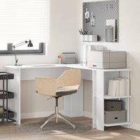 Berkfield Home Corner Desk with Storage White 140x113, 5x75cm | Size: 5x75 cm