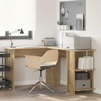Berkfield Home Corner Desk with Storage Sonoma Oak 140x113, 5x75cm in Brown | Size: 5x75 cm