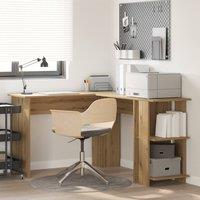Berkfield Home Corner Desk with Storage Artisan Oak 140x113, 5x75cm in Brown | Size: 5x75 cm
