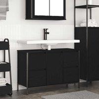 Berkfield Home Basin Cabinet with Drawers Black Oak 90x34.5x60 cm