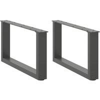 Berkfield Home Coffee Table Legs U-Shaped 2 pcs Anthracite 60x(30-31) cm Steel in Black