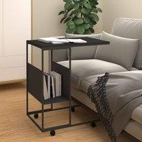 Berkfield Home Side Table with Wheels Black 55x36x63.5 cm Engineered Wood