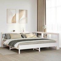 Berkfield Home Bookcase Bed without Mattress White 180x200 cm Solid Wood Pine | Size: Super King