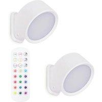 EONLION 2x Easy Fit Touch Wall Light Fittings Rechargeable LED Lamps in White