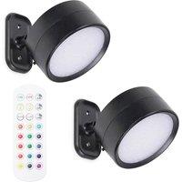 EONLION 2x Easy Fit Touch Wall Light Fittings Rechargeable LED Lamps in Black