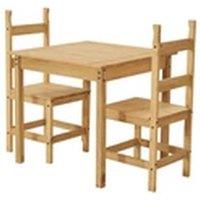 EONLION 2 Seater Dining Set 2 Chairs & Table Solid Waxed Pine Furniture in Natural