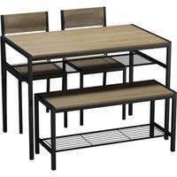 EONLION 4 Pcs Set Dining Room Table Metal Frame in Light Oak