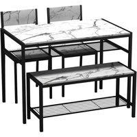 EONLION 4 Pcs Set Dining Room Table Metal Frame in White