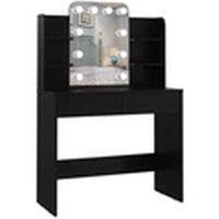 EONLION Dressing Table with Led Light Mirror Makeup Table in Black