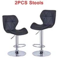 EONLION Modern Bar Stools Set of 2 PU Leather Height Adjustable Black