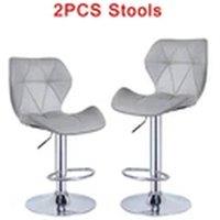 EONLION Set of 2 Swivel Barstools Modern PU Leather Bar Chairs Kitchen Grey