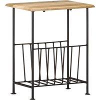 Berkfield Home Magazine Rack 40x30x50 cm Solid Mango Wood & Steel in Black | Size: 40 x 30 x 50 cm
