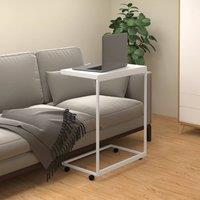 Berkfield Home Side Table with Wheels White 55x35x70 cm Engineered Wood | Size: 55 x 35 x 70 cm