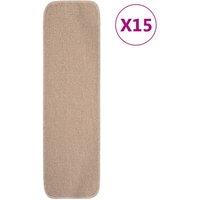 Berkfield Home Anti Slip Stair Mats 15 pcs 75x20 cm Beige Rectangular | Size: Medium