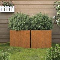 Berkfield Home Planters 2 pcs 42x40x39 cm Corten Steel in Brown | Size: 42 x 40 x 39 cm