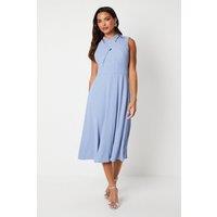 Coast Women's Cross Front Deep Waist Midi Dress in Dusty Blue | Size: 10