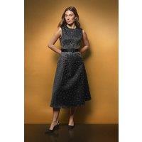 Coast Women's Hotfix Diamante Full Skirted Midi Dress in Black | Size: 12