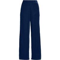 Lands' End Women's Wide Leg Velvet Trousers in Navy | Size: 12R