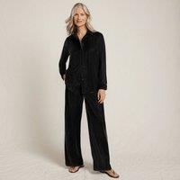 Lands' End Women's Wide Leg Velvet Trousers in Black | Size: 14R