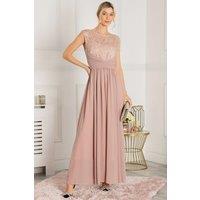 Jolie Moi Women's Lace Bodice Maxi Prom Dress in Mauve | Size: 16