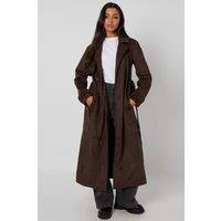 Urban Bliss Women's Longline Suede Trench Coat in Chocolate | Size: 14