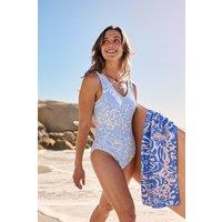 Animal Women's 'Lea' Stretchy Quick Dry Chlorine Resistant Flattering Fit Swimsuit in Light Blue | Size: 6